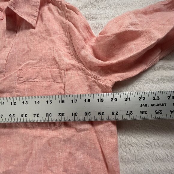 Sigrid Olsen Womens Long Sleeve Button-Down Linen Shirt Top Medium Coral Casual - Picture 7 of 8